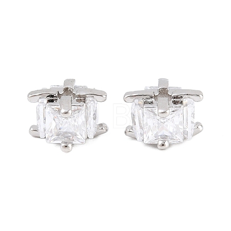 Brass Clear Cubic Zirconia Beads KK-B186-21A-P-1