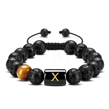 Natural Tiger Eye & Lava Rock Round Beads Adjustable  Bracelets TV6214-24-1
