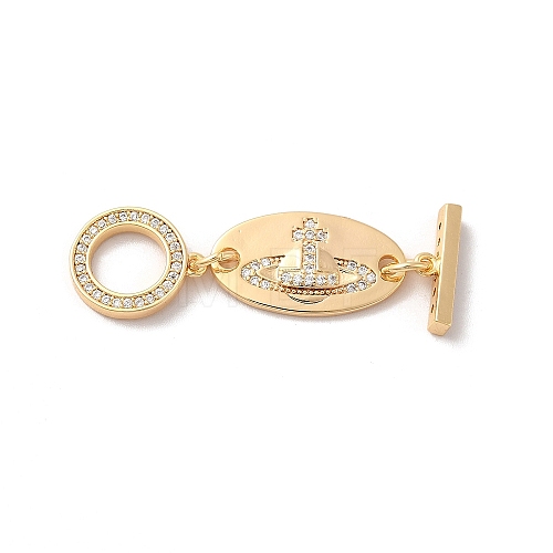 Brass Micro Pave Clear Cubic Zirconia Toggle Clasps KK-M243-11G-1