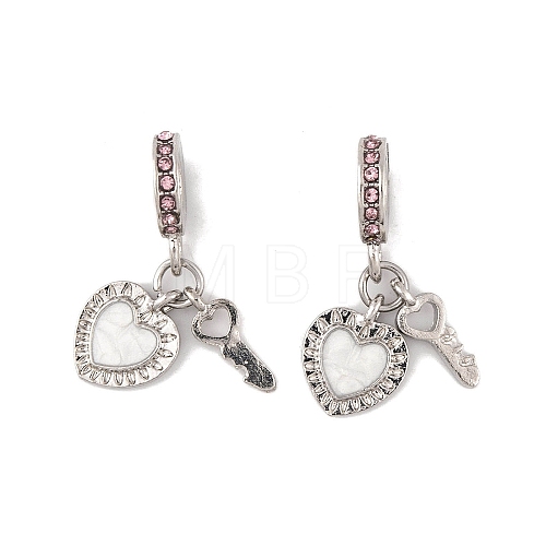 Rack Plating Alloy Light Rose Rhinestone European Dangle Charms FIND-C055-27P-01-1