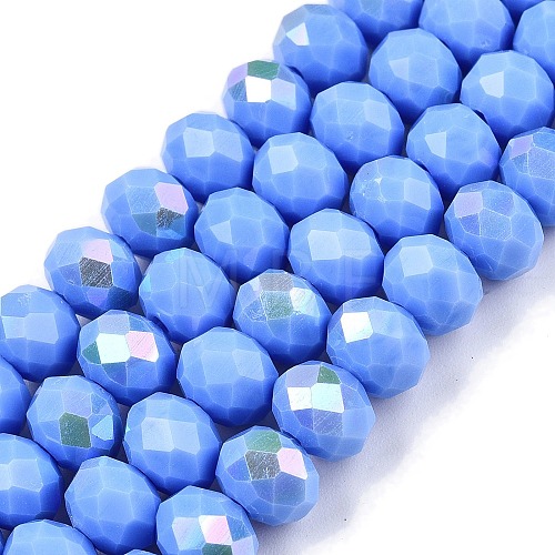 Electroplate Opaque Solid Color Glass Beads Strands EGLA-A044-P8mm-L17-1