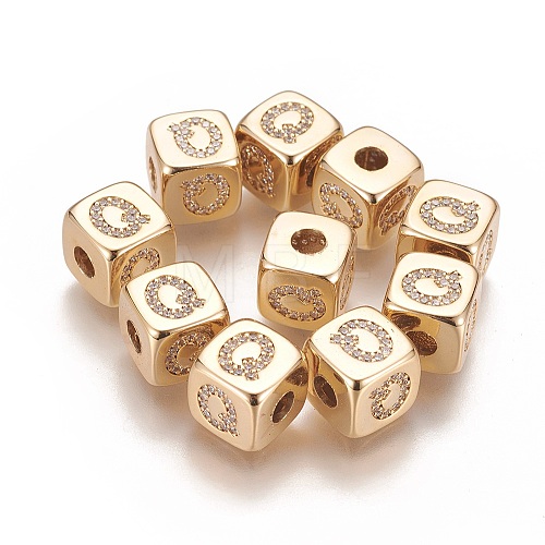 Brass Micro Pave Cubic Zirconia Beads KK-K238-16G-Q-1