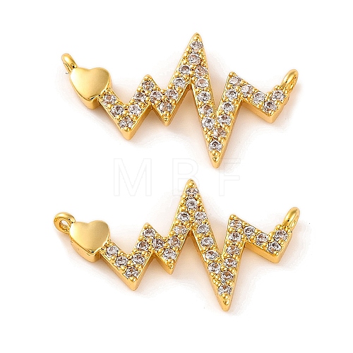 Brass Micro Pave Clear Cubic Zirconia Connector Charms KK-U017-01A-G-1