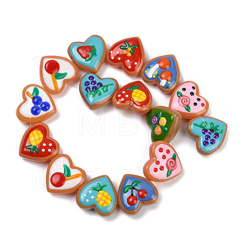 Hanmade Heart Lampwork Beads Strands LAMP-P069-04A-07-1