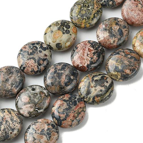 Natural Leopard Skin Jasper Beads Strands G-K365-B18-03-1