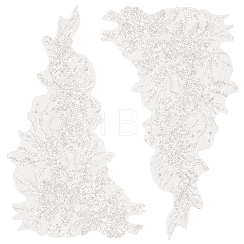 Flower Pattern Polyester Embroidered Lace Appliques DIY-WH0308-278B-1