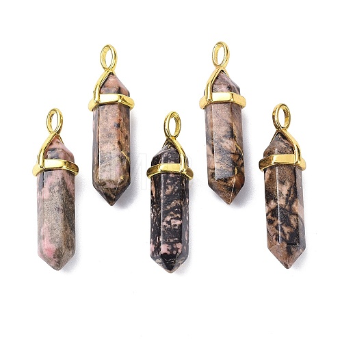 Natural Rhodonite Pointed Pendants G-G025-01G-29-1