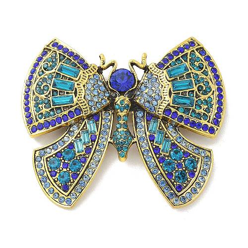 Butterfly Alloy Rhinestone Brooches for Backpack Clothes JEWB-R051-07AG-01-1