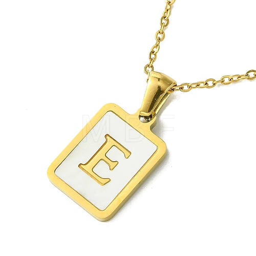 Ion Plating(IP) Rectangle with Initial Letter 304 Stainless Steel Pendant Necklace NJEW-R265-04G-E-1