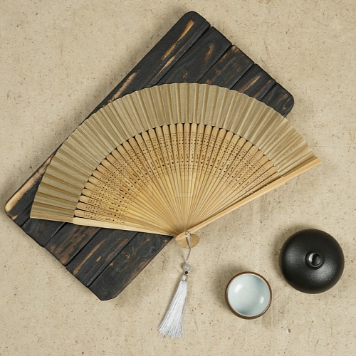 Chinese Style Wood Folding Fan with Tassel PW-WG4D112-06-1