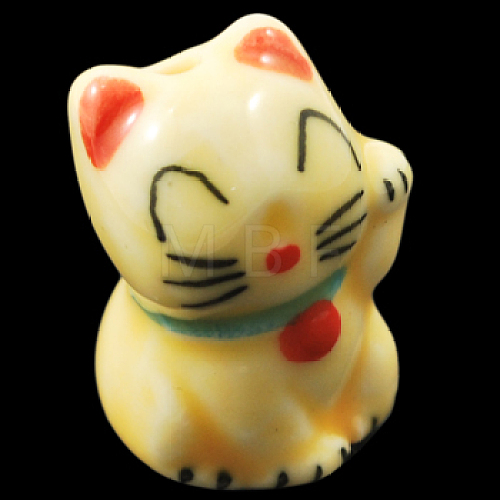 Handmade Kitten Porcelain Beads X-CF337Y-1