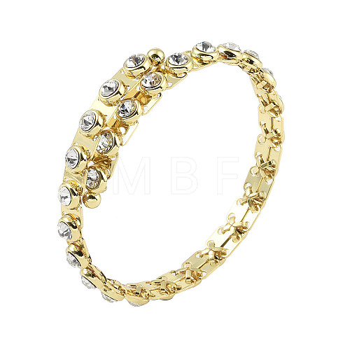 Brass Crystal Rhinestone Bangles for Women BJEW-H609-01G-1