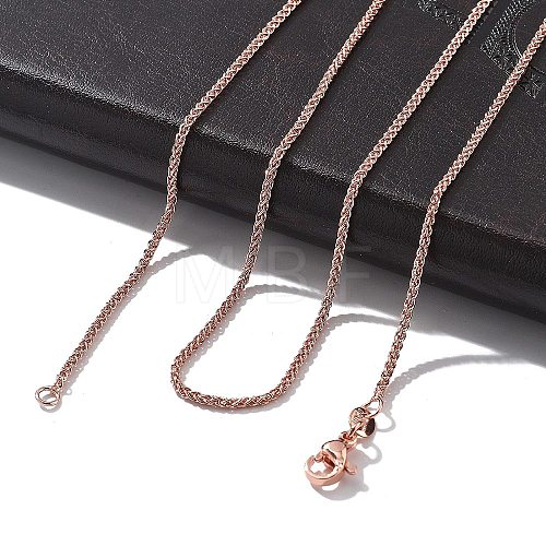 1.5mm Rack Plating Brass Wheat Chain Necklaces for Women Men MAK-L044-57RG-1