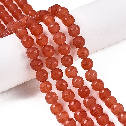 Frosted Natural White Jade Beads Strands G-T138-8mm-209G-1