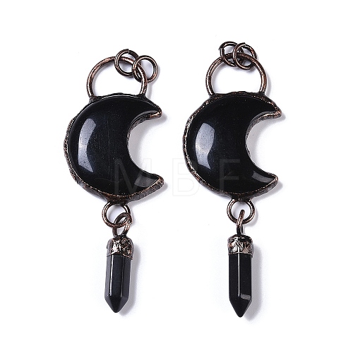 Natural Obsidian Crescent Moon Big Pendants G-B073-04R-05-1