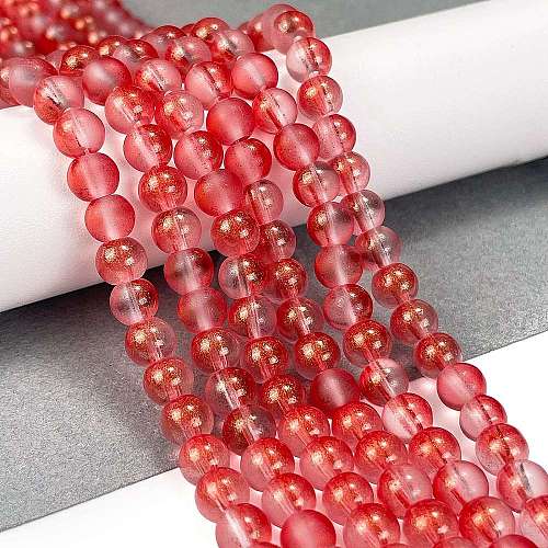 Frosted Transparent Glass Bead Strands GLAA-P065-6mm-06-1