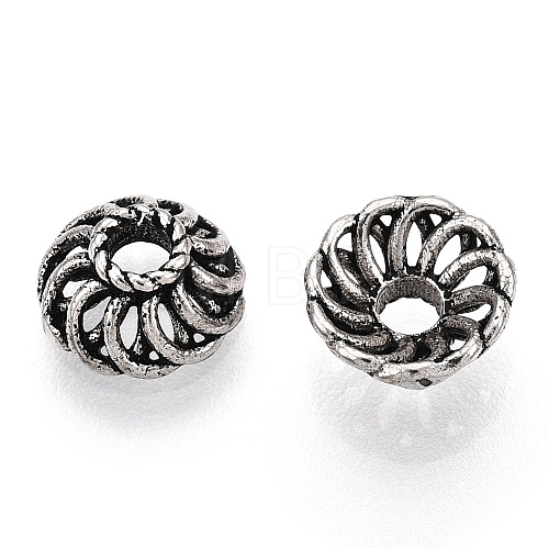 Tibetan Style 925 Sterling Silver Bead Caps STER-T007-72AS-1