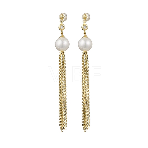 Natural Pearl Ear Studs EJEW-P286-43G-1