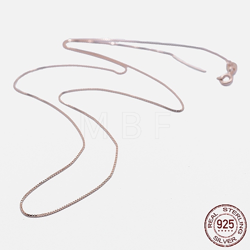 925 Sterling Silver Box Chain Necklaces STER-F039-40cm-05RG-1