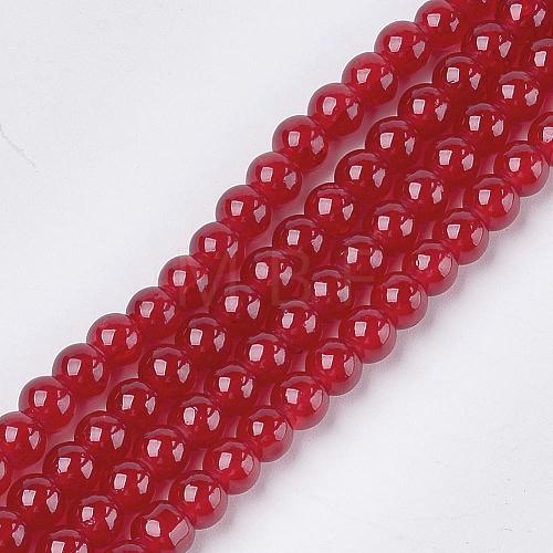 Baking Painted Crackle Glass Bead Strands DGLA-Q023-6mm-YS31-1