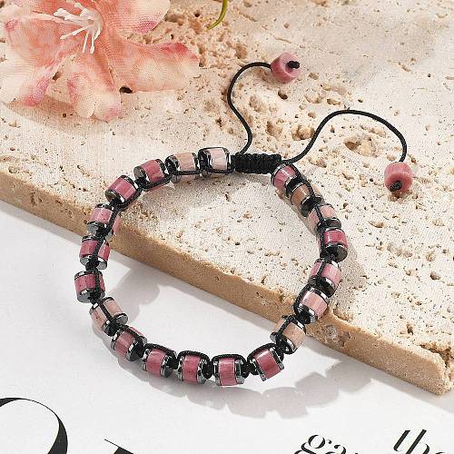 Adjustable Natural Wood Lace Stone and Non-magnetic Synthetic Hematite Braided Bead Bracelets BJEW-Z090-01N-1