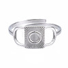 Non-Tarnish 304 Stainless Steel Rectangle Open Cuff Ring RJEW-T023-86P-1