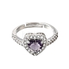 Brass Micro Pave Clear Cubic Zirconia Cuff Open Rings CU-CBA5C10-13P-4
