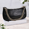 2Pcs 2 Styles Aluminum Chain & White Round Plastic Imitaiton PearlBeaded Bag Extender Chains HJEW-BM0001-43-7