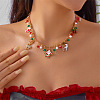 Alloy Rhinestone with Enamel & Plastic Christmas Pendant Bib Necklaces FS-WG99102-01-1
