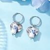 Column with Heart 316 & 202 Stainless Steel Hoop Earrings EJEW-JE06736-02-1