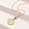 Rhombus 304 Stainless Steel Enamel Flower Pendant Necklaces & Stud Earrings Sets SA-CBA2C2A-02G-3