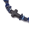 Natural Lapis Lazuli Chips Stretch Bracelets for Women Men BJEW-JB11341-07-3