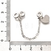 Brass Clear Cubic Zirconia European Safety Chains wtih Heart Charms KK-C085-15P-3