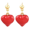 Valentine's Day Heart Brass Enamel Dangle Stud Earrings EJEW-Z164-19G-05-5
