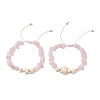 2Pcs Natural Rose Quartz Chip Braided Bead Bracelets BJEW-JB11541-02-2