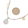 Natural Shell Bead & 304 Stainless Steel Dragonfly & 
Alloy Enamel Teardrop with Butterfly Pattern Pendant Necklace & Charm Bracelets Sets SJEW-JS01376-3