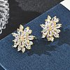 Snowflake Brass & Clear Cubic Zirconia Stud Earrings KK-CBA36A2-04G-2