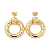 Real 18K Gold Plated Brass Dangle Stud Earrings EJEW-P252-07A-G-1