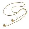 Ion Plating(IP) 304 Stainless Steel Round Snake Chain Lariat Necklaces with 201 Stainless Steel Round Beads NJEW-D269-02G-2