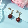 Natural Carnelian Round Beads & 304 Stainless Steel Components Dangle Earrings for Women EJEW-JE06231-04-1