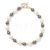 Shell Pearl & Non-Magnetic Synthetic Hematite Beaded Bracelets for Women BJEW-JB12897-2