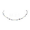Brass Evil Eye & Glass Beaded Chain Necklace NJEW-JN04312-2