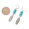 2 Pairs Alloy Feather Hoop Earrings EJEW-JE06713-3