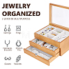 3-Tier Pine Wood Jewelry Storage Drawer Boxes with Visible Window CON-WH0095-222-3