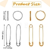 4Pair 4 Style Safety Pin & Ring 304 Stainless Steel Hoop Earrings for Women EJEW-SZ0001-84-4