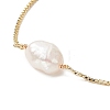 Oval Natural Pearl Beaded Slider Bracelet X-BJEW-JB09315-02-4