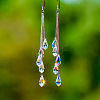 Teardrop Brass & Glass Tassel Dangle Earrings FS-WG2E167-01-1