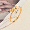 Minimalist Brass Three Round Beads Open Cuff Bangles for Women Daily Wear Jewelry PQ0230-5