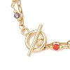 304 Stainless Steel Paperclip Chain & Glass Beads Link Chain Multi-strand Bracelets for Women BJEW-JB13557-3
