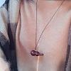 Wood Gourd Pendant Adjustable Waxed Cord Necklaces WGF04D5-02-2